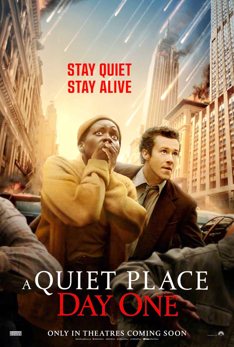 电影电视剧预告：美国科幻惊悚电影《寂静之地：入侵日 A Quiet Place: Day One》将于2024年6月28日在北美上映